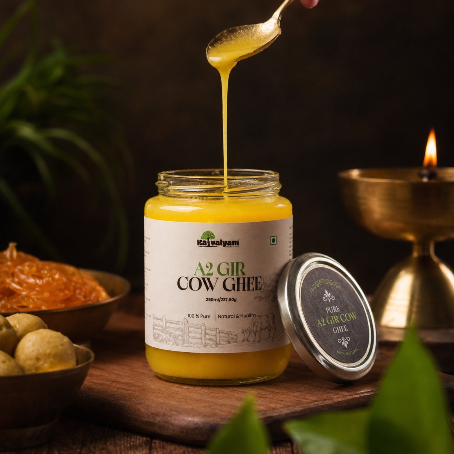Kaivalyam traditionally Processed Gir Cow Ghee ( Tradiitional Bilona Method) - A2 Gir Cow Ghee