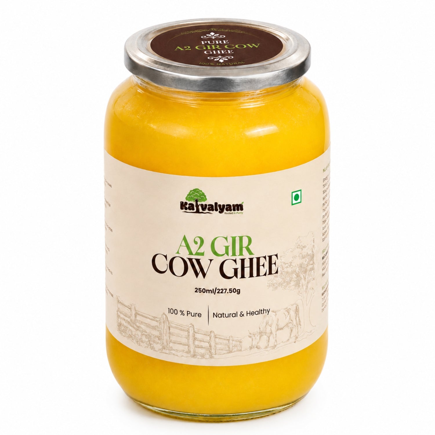 Kaivalyam traditionally Processed Gir Cow Ghee ( Tradiitional Bilona Method) - A2 Gir Cow Ghee