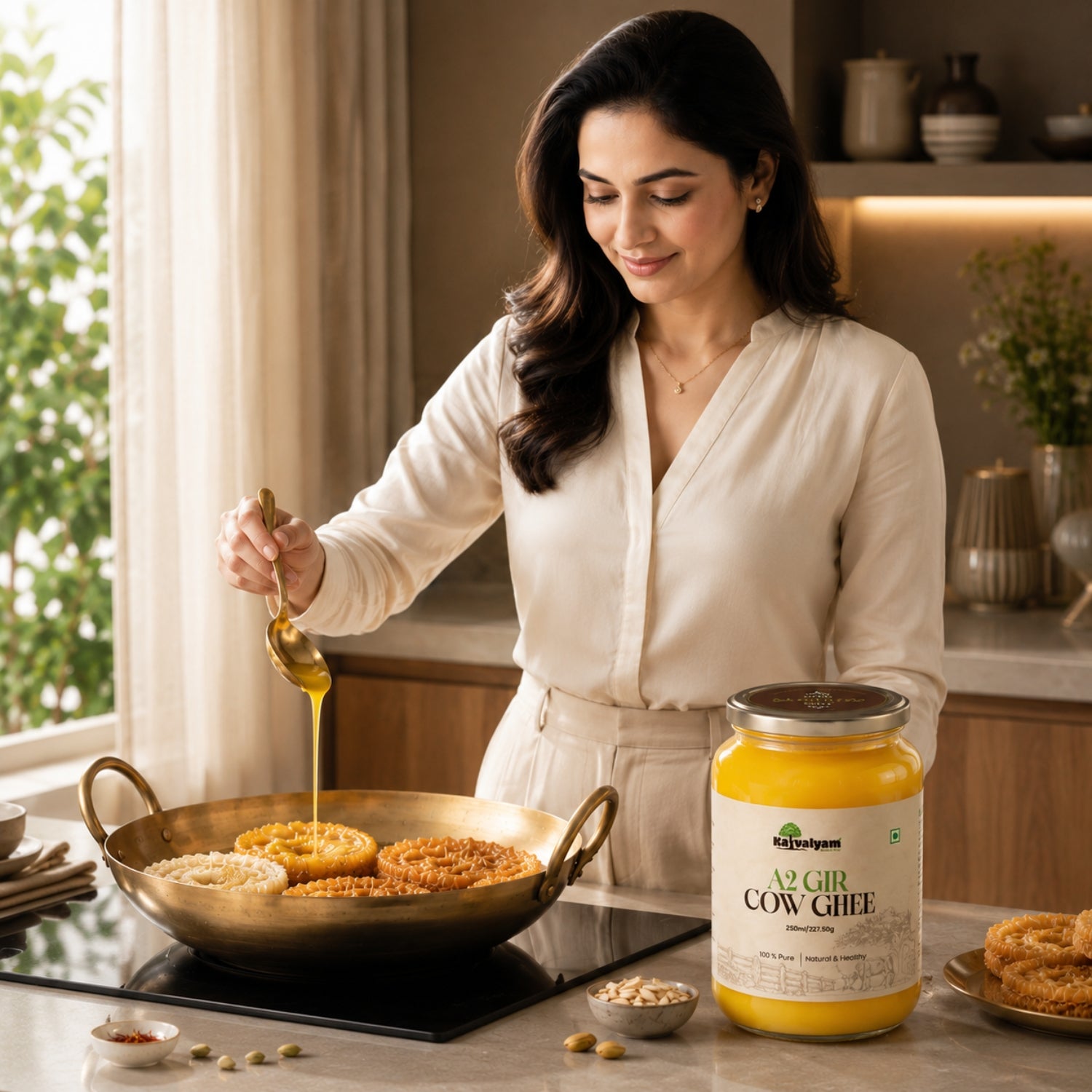 Kaivalyam traditionally Processed Gir Cow Ghee ( Tradiitional Bilona Method) - A2 Gir Cow Ghee