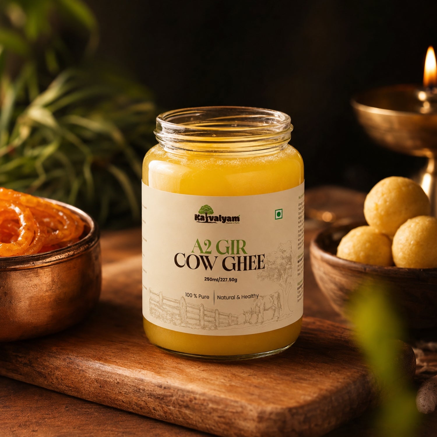 Kaivalyam traditionally Processed Gir Cow Ghee ( Tradiitional Bilona Method) - A2 Gir Cow Ghee